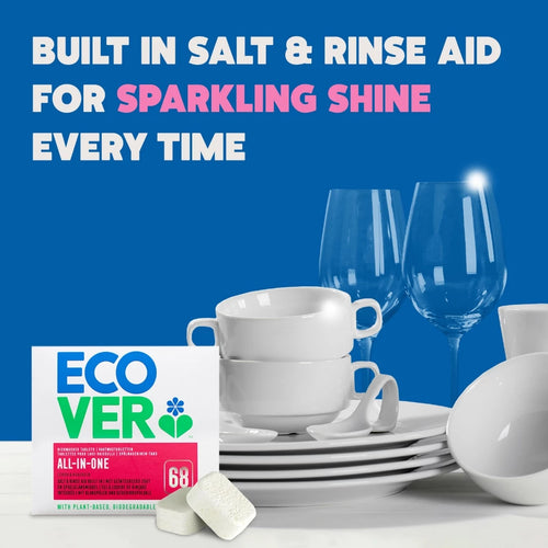 Ecover All-In-One Dishwasher Tablets 68s | Salt & Rinse-aid