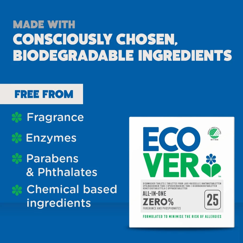Ecover ZERO Dishwasher Tablets 25s - NO Fragrance